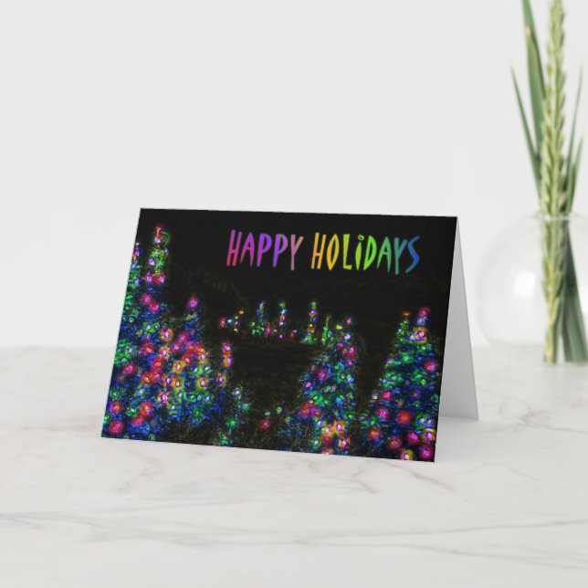 Tarjeta de luz de árbol de vacaciones feliz (Anverso)