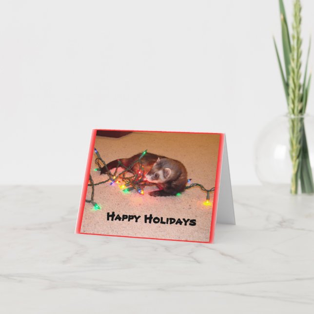 Tarjeta de luz de Navidades de ferret (Anverso)