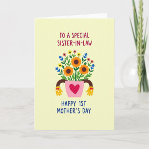 Tarjeta de maceta de flor con corazón rayado