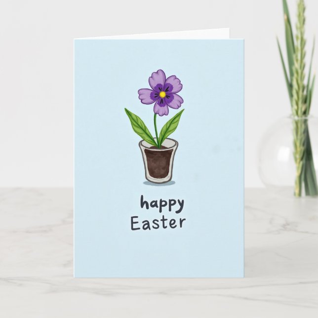 Tarjeta de maceta de flores de Pascua feliz (Anverso)
