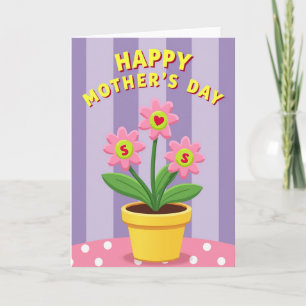 Tarjeta de Maceta de Flores del Día de las Madres