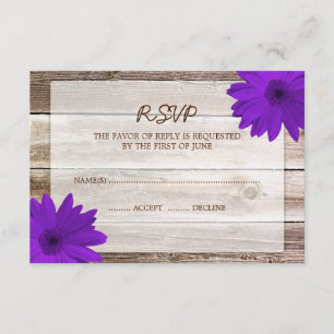 Tarjeta de madera de la respuesta de RSVP del