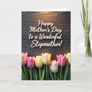 Tarjeta de madera del día de las madres floral
