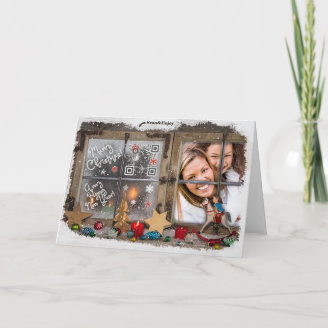 Tarjeta de madera rústica de la foto de la música (Anverso)