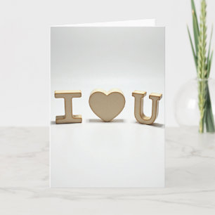 Tarjeta de madera simple corazón U