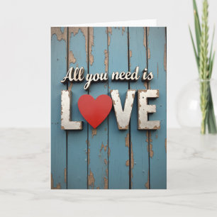 Tarjeta de madera Todo lo que necesitas es amor