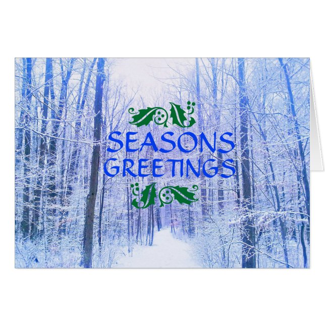 TARJETA DE MADERAS DEL INVIERNO DE LOS SALUDOS DE (Anverso (Horizontal))