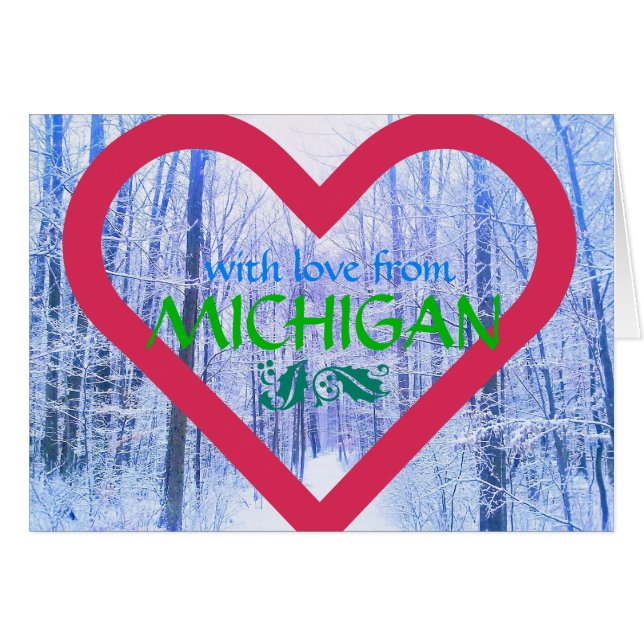 TARJETA de MADERAS del INVIERNO del AMOR 1MICHIGAN (Anverso (Horizontal))