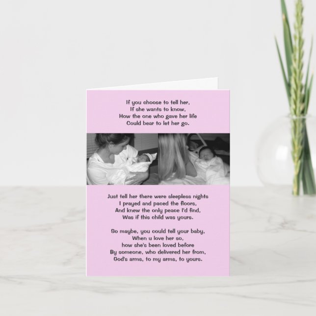 Tarjeta De madre a madre adoptiva (Anverso)