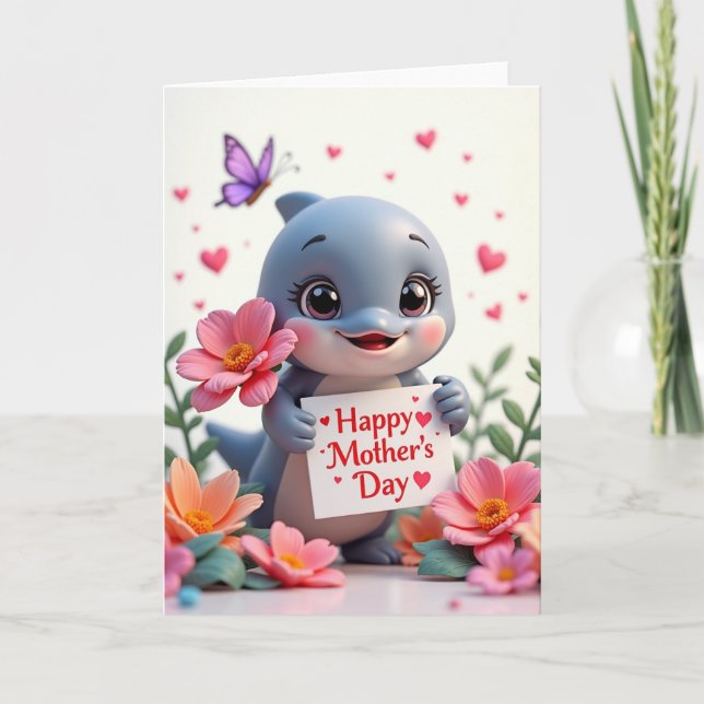 Tarjeta de Madre Amiga Acuática de Lunares (Anverso)