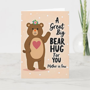 Tarjeta de Madre con Oso Cariñoso Abrazador