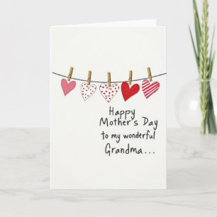 Tarjeta de madre corazón a rayas de las abuelas