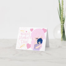 Tarjeta de madre de dibujos animados con su bebé