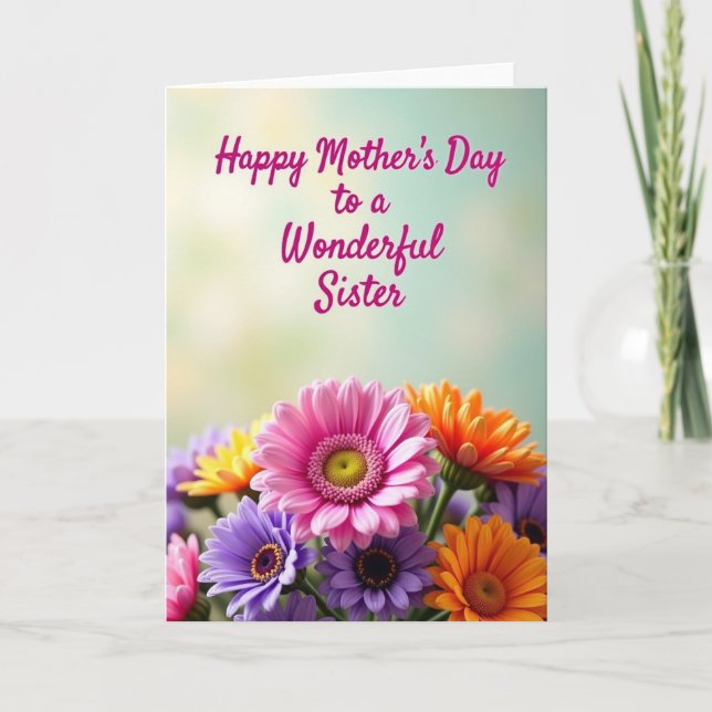 Tarjeta de Madre de Flores Vibrantes (Anverso)
