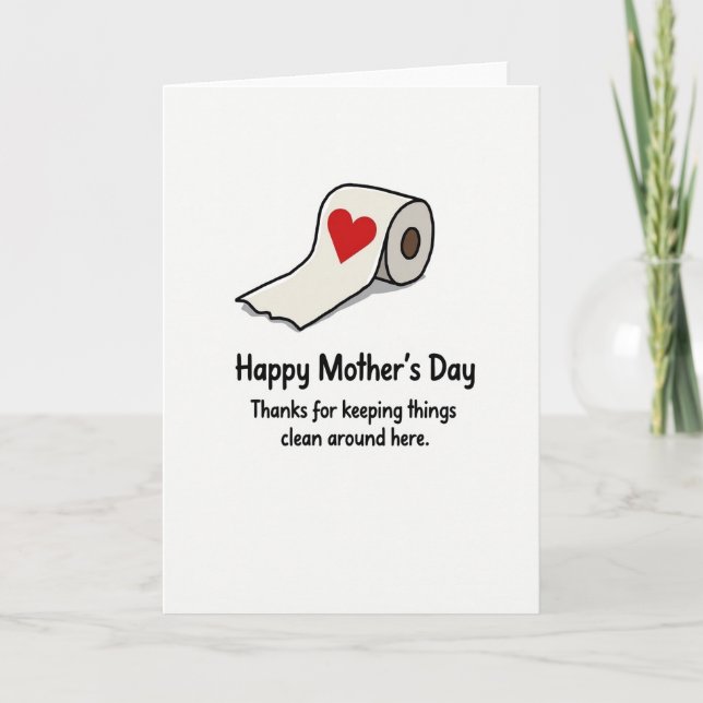 Tarjeta de madre de rollo de papel con el corazón (Anverso)