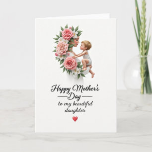 Tarjeta de Madre e Hijo Adornados con Rosas