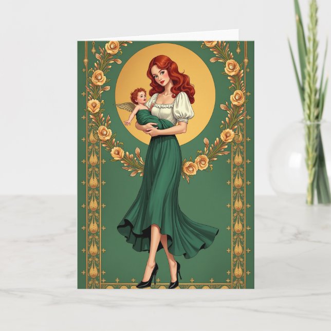 Tarjeta de Madre Floral Dorada (Anverso)