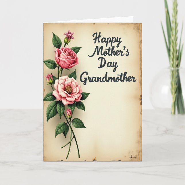 Tarjeta de Madre Rosa Vintage (Anverso)