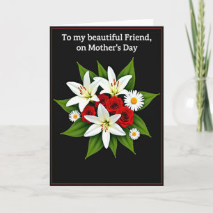 Tarjeta de madres amigas de flores rayadas