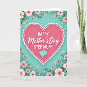 Tarjeta de madres amor corazón azul verdoso
