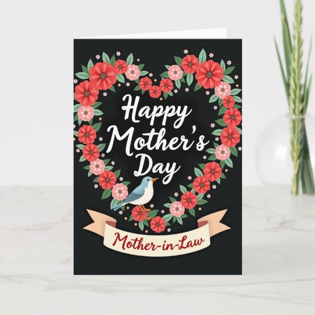 Tarjeta de Madres Corazón Floral (Anverso)