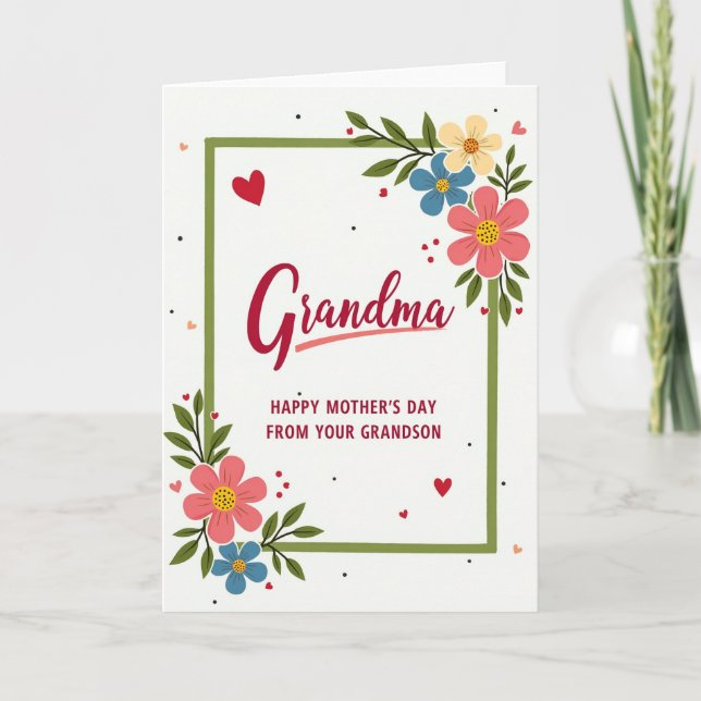 Tarjeta de madres de borde verde floral (Anverso)