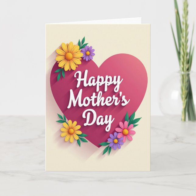 Tarjeta de Madres de Flores en Capas (Anverso)