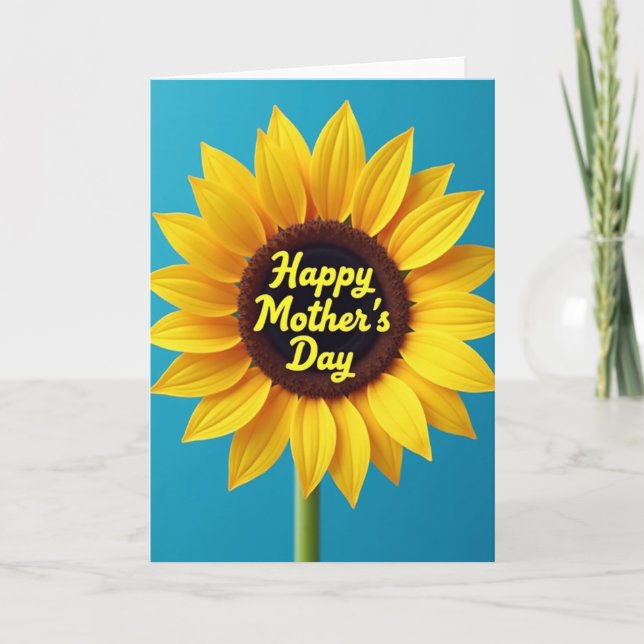 Tarjeta de madres girasol azul (Anverso)