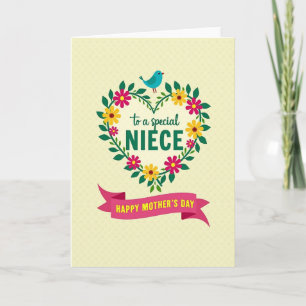 Tarjeta de Madres Pájaro y Flor