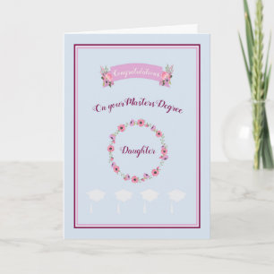 Tarjeta de Maestría para Hija Azul con Flores