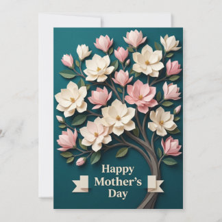 Tarjeta de Magnolia de Origami del Día Feliz de la