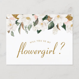 tarjeta de magnolia floral ¿serás mi dama de flore