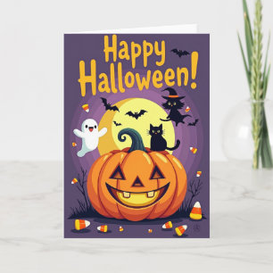 Tarjeta de maíz de caramelo de Halloween feliz