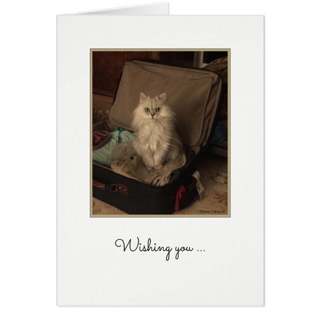 Tarjeta de maleta de felino feliz de cumpleaños (Frente)