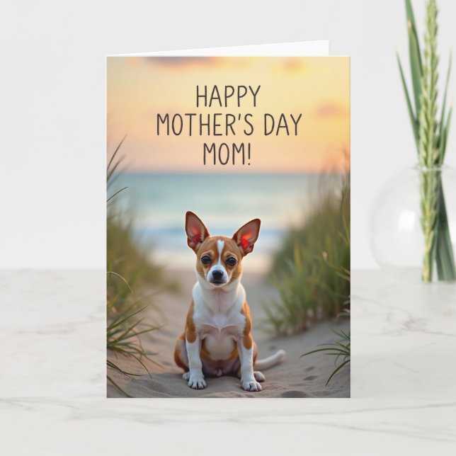Tarjeta de Mamá Canina de la Playa Rayada (Anverso)
