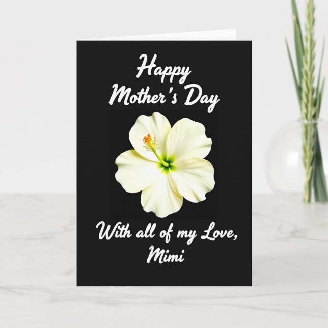 Tarjeta de Mamá con Fondo Negro Floral (Anverso)