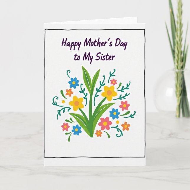 Tarjeta de Mamá con Ilustración Floral (Anverso)