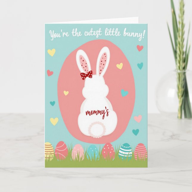 Tarjeta de mamá conejito punto rosa (Anverso)
