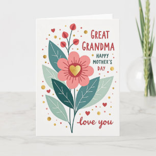 Tarjeta de Mamá Corazón Dorado Floral