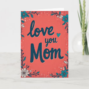 Tarjeta de Mamá Corazón Rayado Te Amo