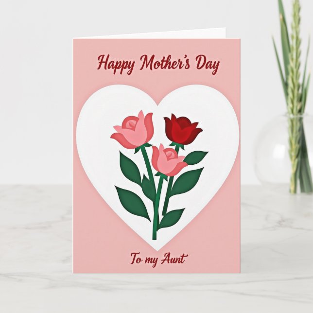 Tarjeta de Mamá Corazón Rosa Rosado (Anverso)