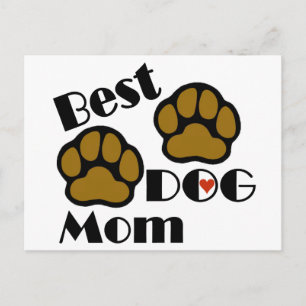 Tarjeta de mamá de perro mejor y carta con perlas 