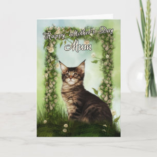 Tarjeta de mamá del día de la madre con gato lindo