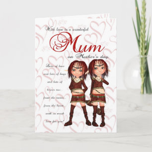 Tarjeta de mamá del Día de la Madre de los gemelos