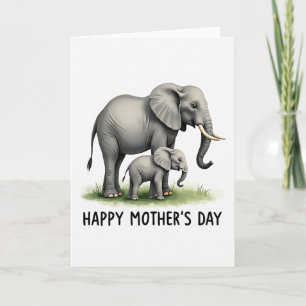 Tarjeta de Mamá Elefante con Acuarela