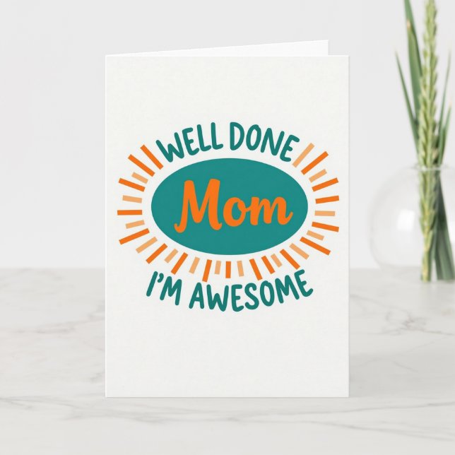 Tarjeta de Mamá Explosión Solar Verde Azulada (Anverso)