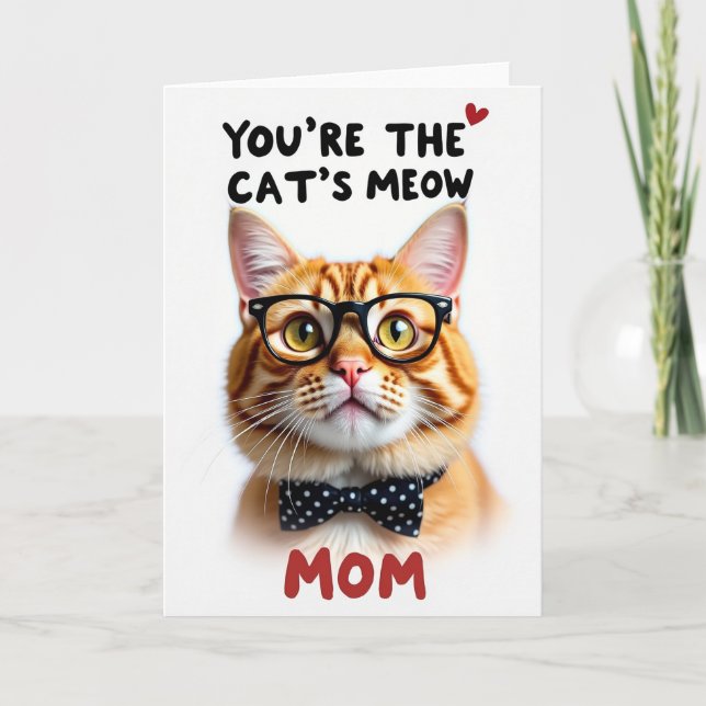 Tarjeta de mamá felina con acuarela (Anverso)