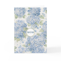 Tarjeta de Mamá Floral Hortensia Azul Regalo Elega
