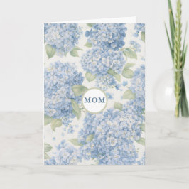 Tarjeta de Mamá Floral Hortensia Azul Regalo Elega
