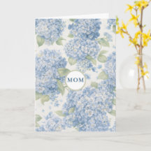 Tarjeta de Mamá Floral Hortensia Azul Regalo Elega